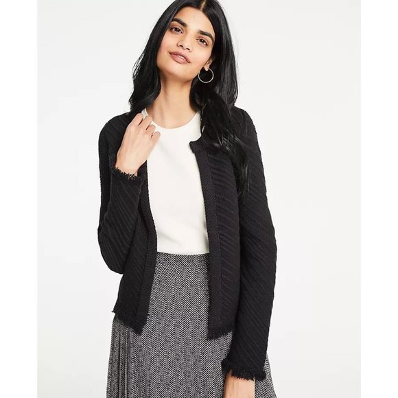 Ann Taylor Stitched Fringed Sweater Jacket XS - Picture 4 of 4